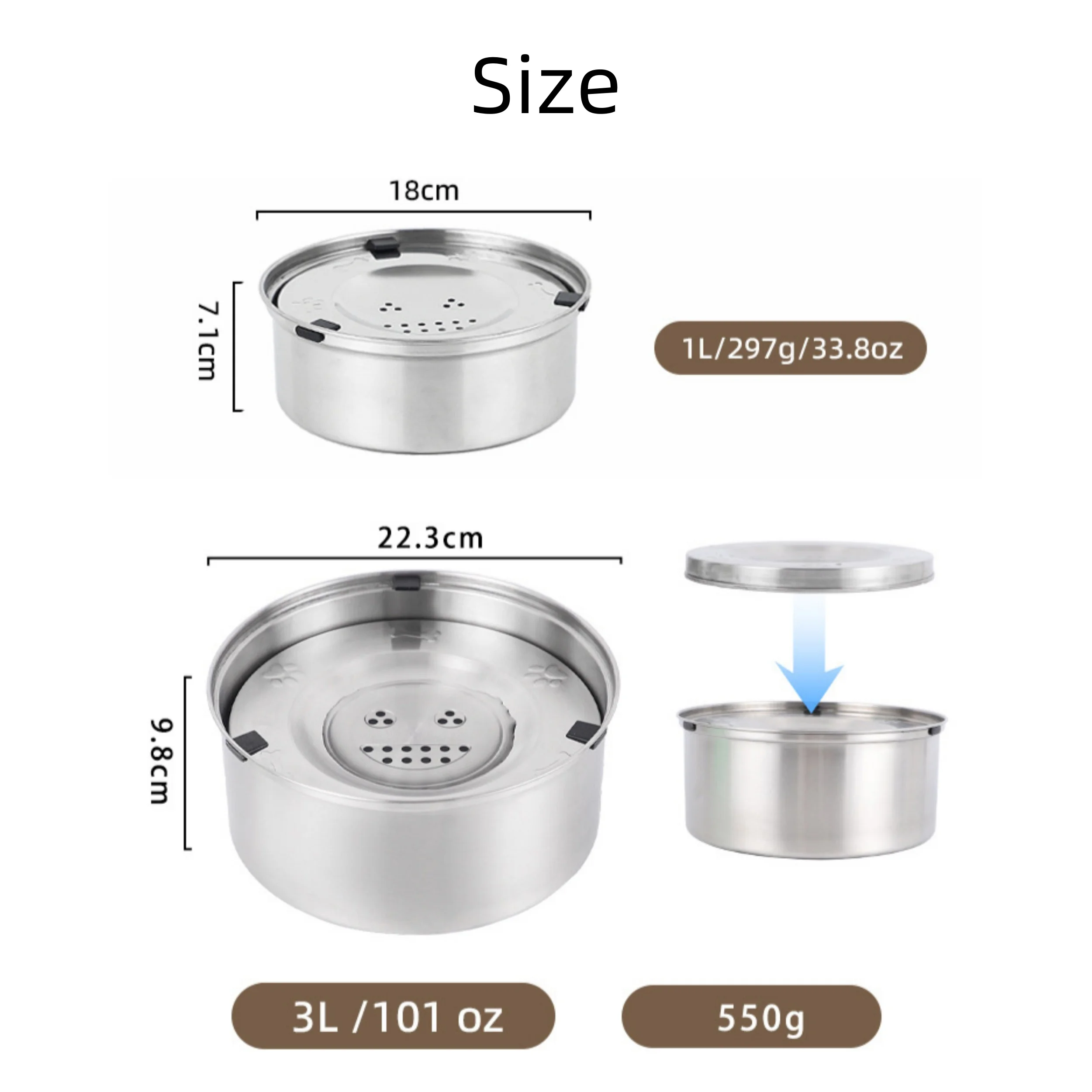 Tigela para Cães em Aço Inoxidável 304 Antiderrapante 3,5 L - Image 4