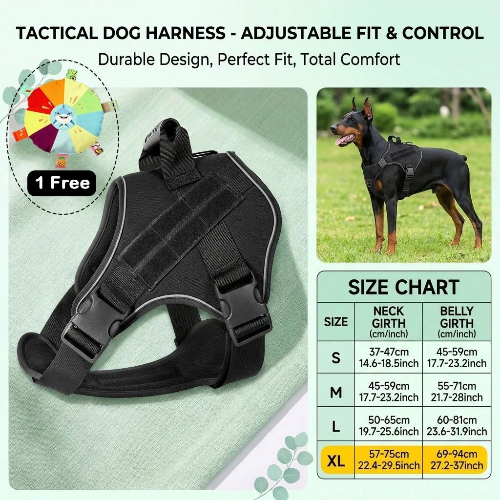 Coleira Tática para Cães Grandes Ajustável e Refletiva - Imagem 3