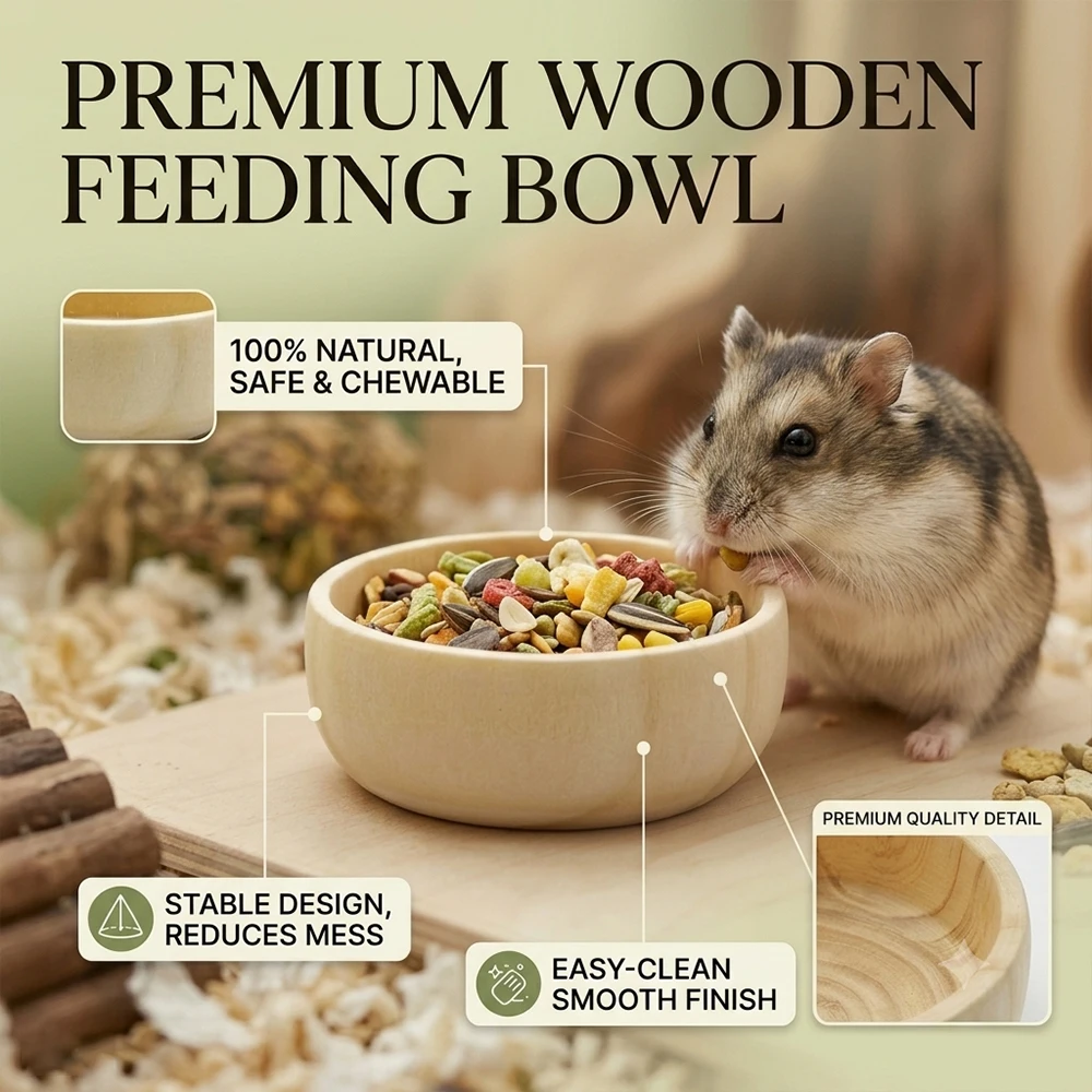 Tigelas de Madeira para Hamster e Roedores com Base Estável - Imagem 5
