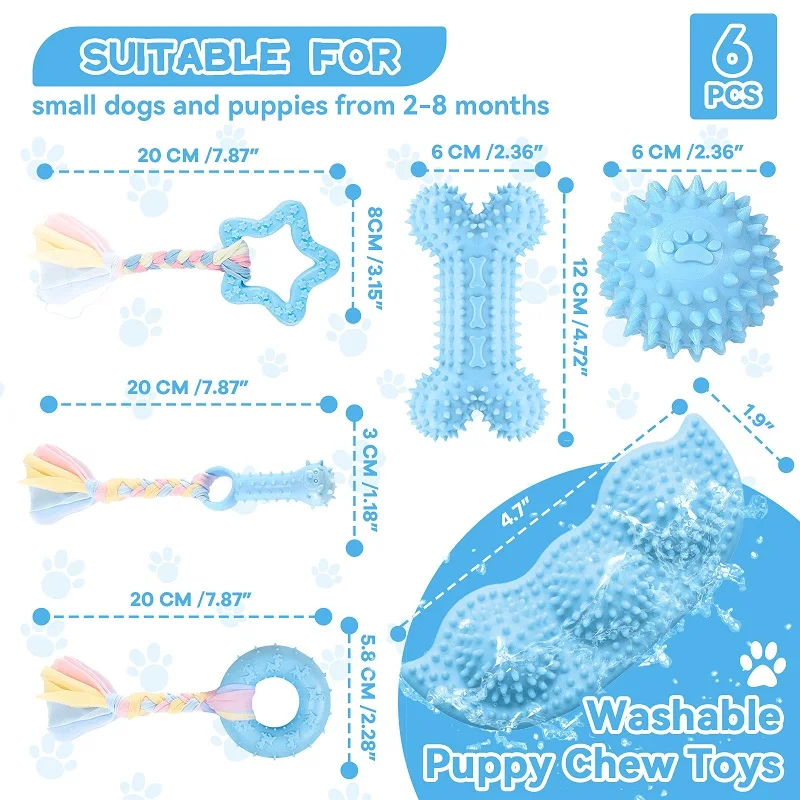 Brinquedo de Borracha para Cães Pequenos Azul para Limpeza de Dentes - Image 6