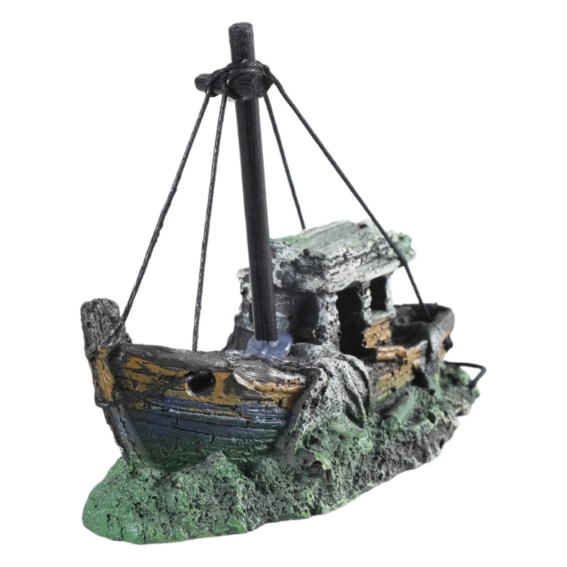 Decoração de Navio Afundado para Aquário de Resina 12,5x6x10 cm - Imagem 6