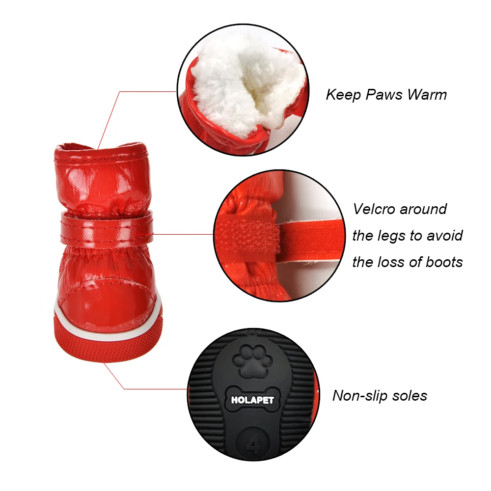 Sapatos de Inverno para Cães Pequenos de Lã e Impermeáveis - Imagem 4