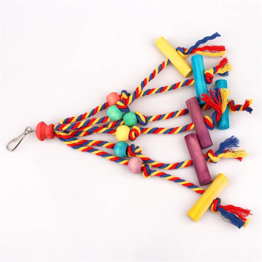 Brinquedo de Madeira para Pássaros, Corda de Algodão para Gaiola - Imagem 5