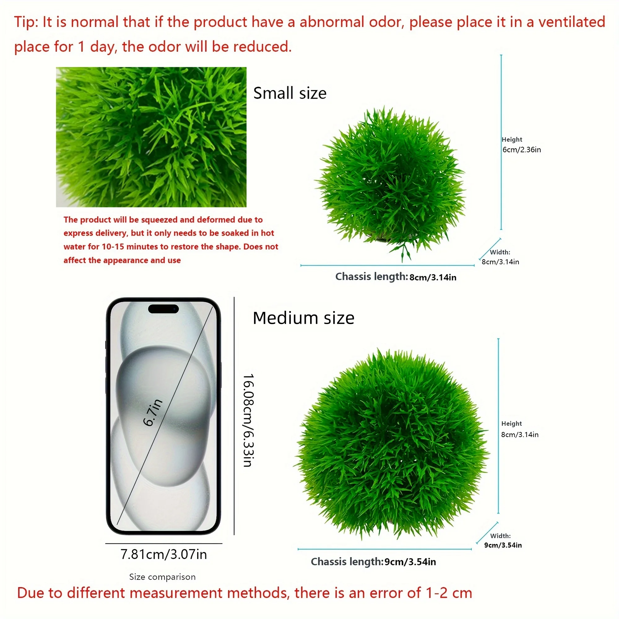 Bola de Grama Artificial para Aquário Decorativa Resistente ao Desbotamento - Imagem 5