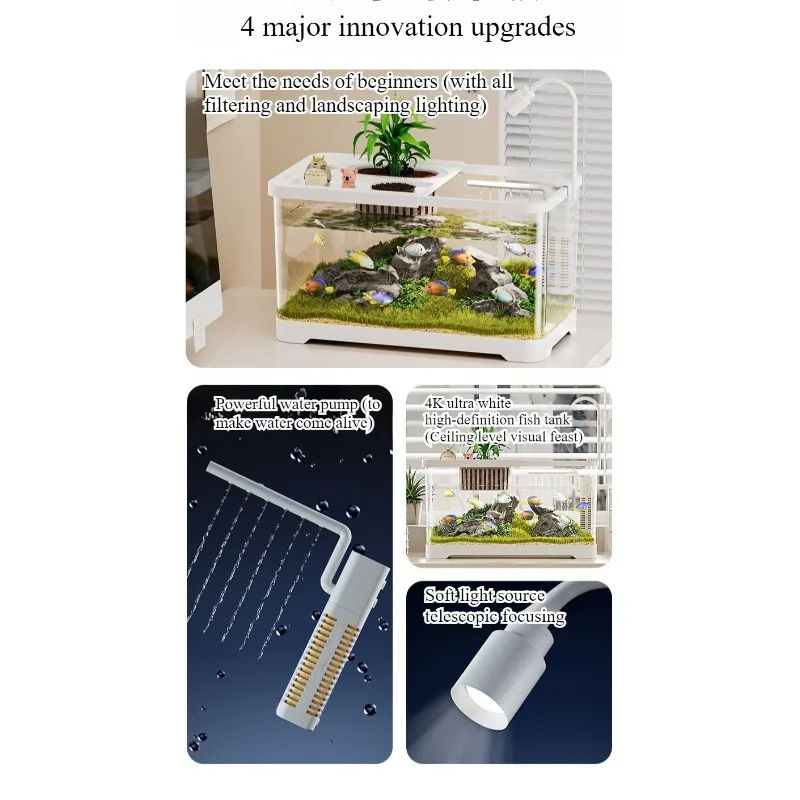 Aquário Tanque para Peixes Dourados Transparente para Mesa - Imagem 4