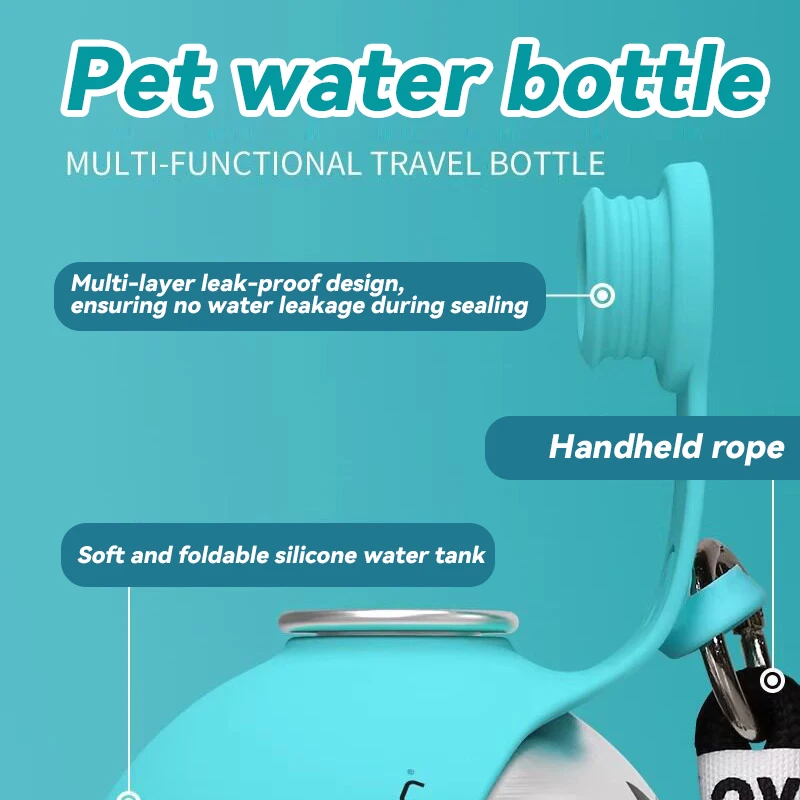 Garrafa de Água Portátil 2 em 1 para Cães e Gatos de Aço Inoxidável - Imagem 2