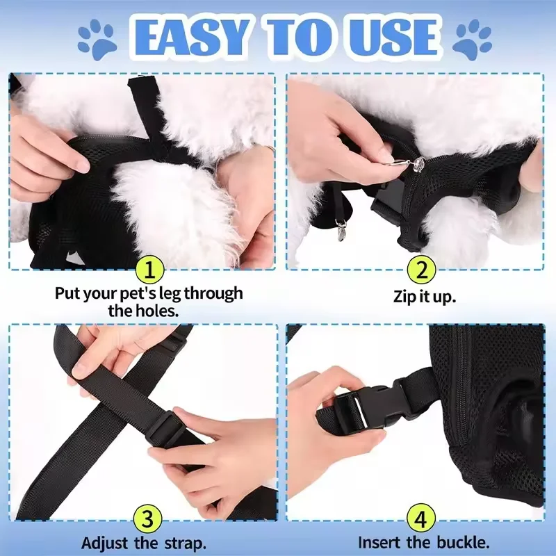 Mochila para Cães e Gatos Pequenos de Malha Respirável com Zíper Seguro - Imagem 3