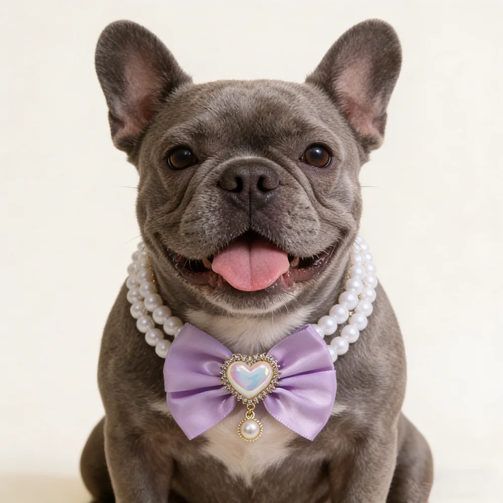 Coleira de Pérolas para Cães e Gatos com Laço e Coração - Image 4