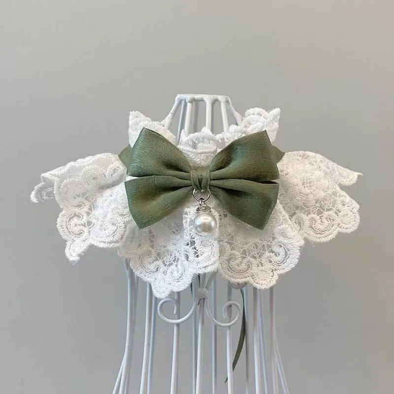 coleira babador de renda floral para gatos