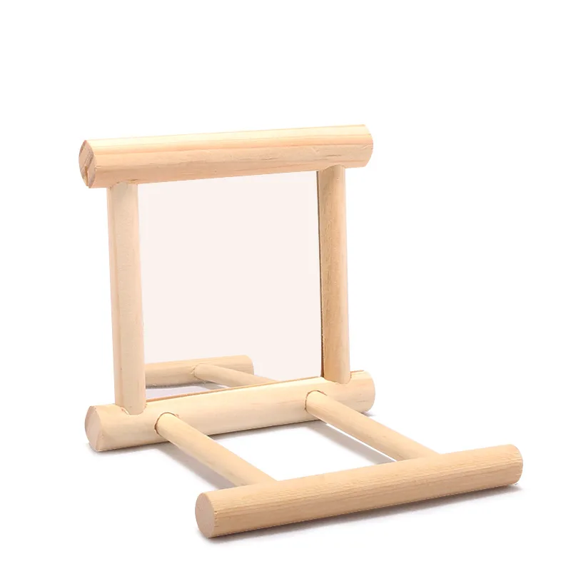 Brinquedo de Espelho para Pássaros com Poleiro de Madeira 10x10x10 cm - Imagem 3