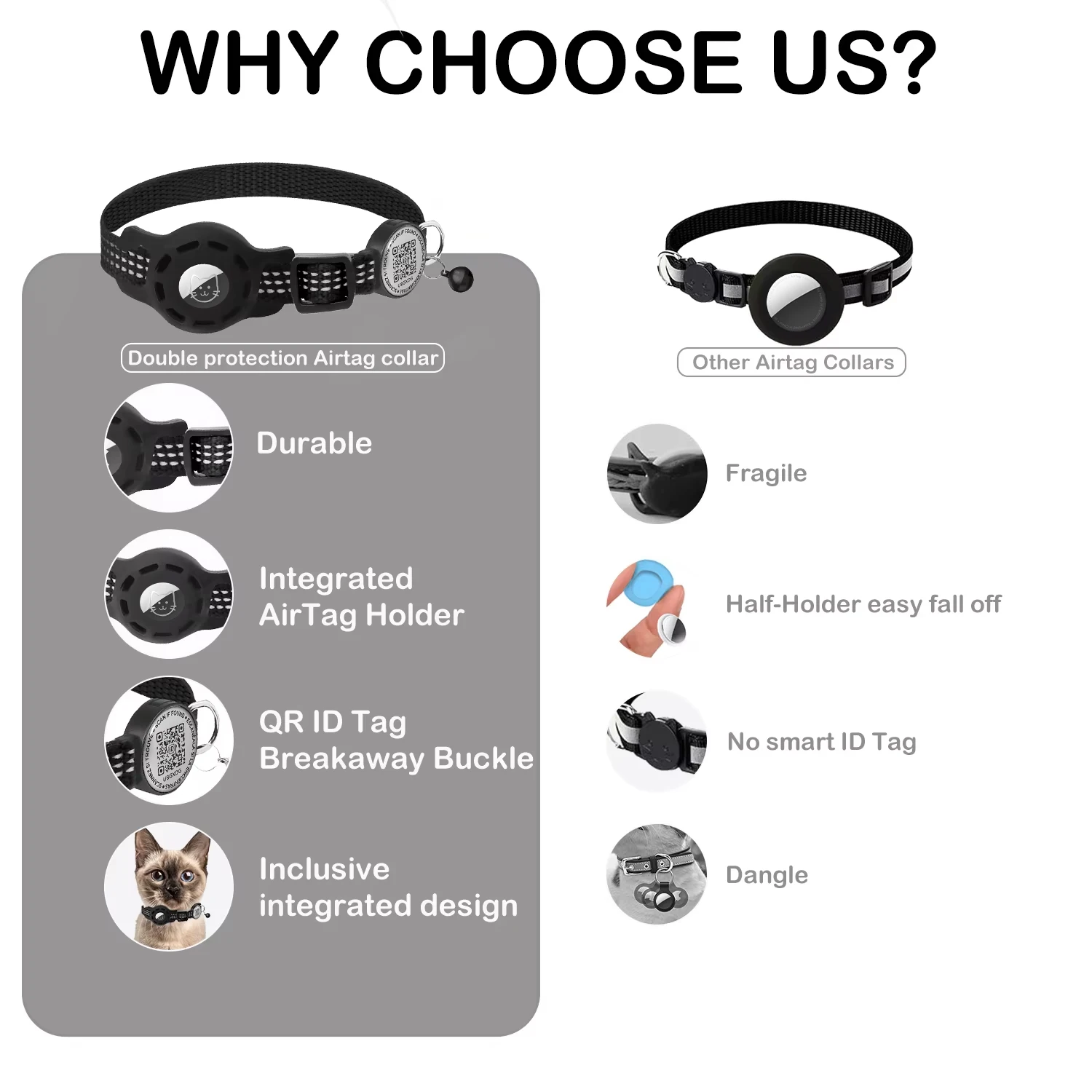 Coleira para Gatos com Suporte AirTag e QR Code Refletiva - Imagem 6