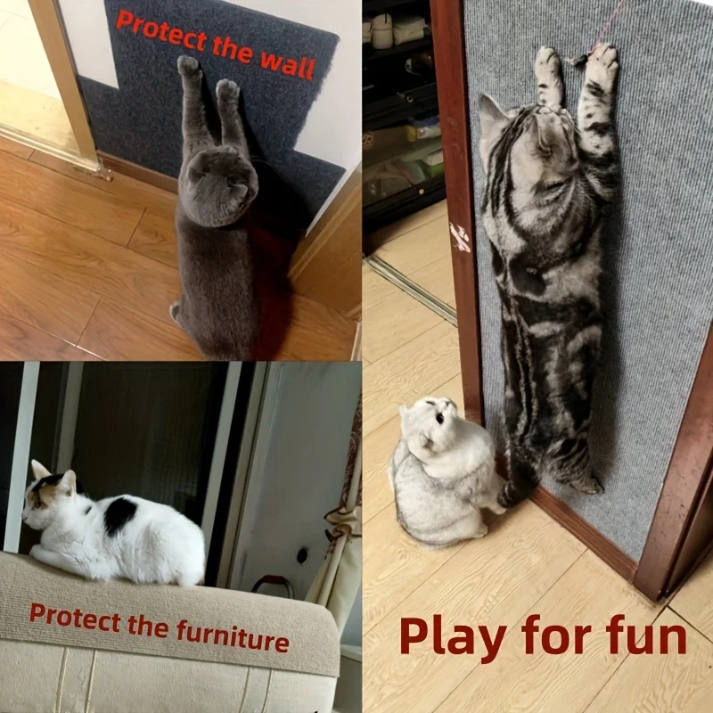 Almofada de Arranhar para Gatos de Parede com Placa Autoadesiva Antiderrapante - Imagem 3