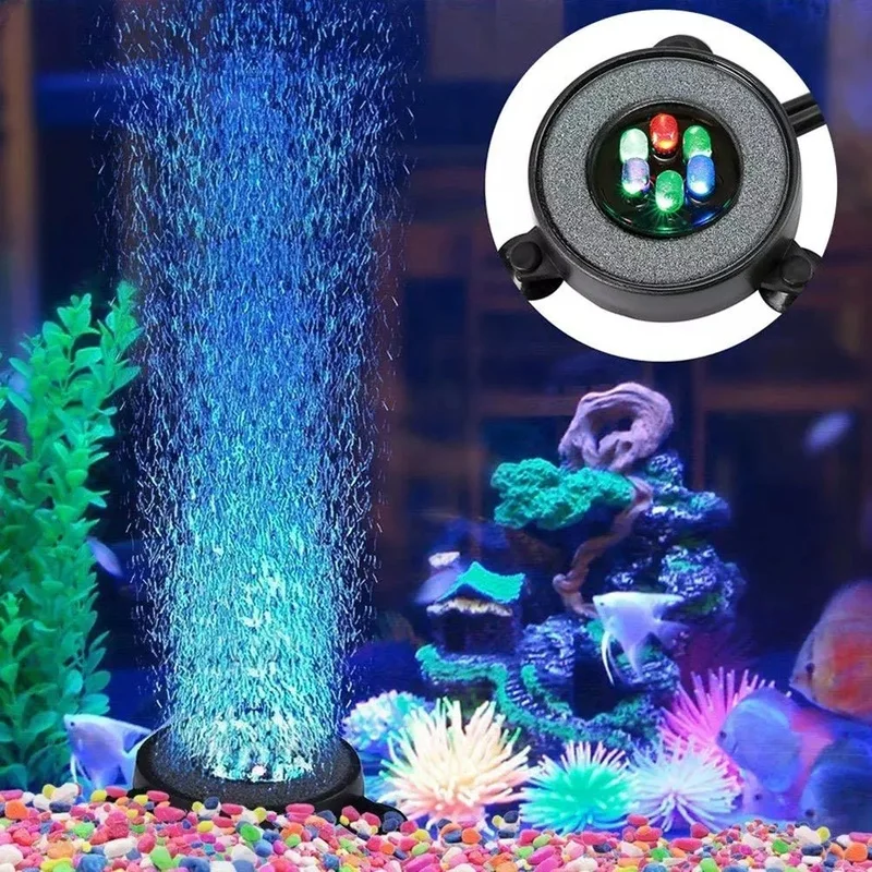 Luz LED para Aquário Redonda RGB com Pedra Bolha de Ar - Imagem 2