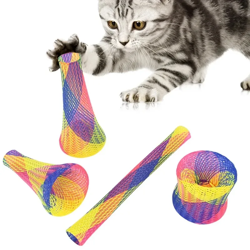 Kit 10 Brinquedos de Mola para Gatos Coloridos de Nylon 13 cm - Imagem 2