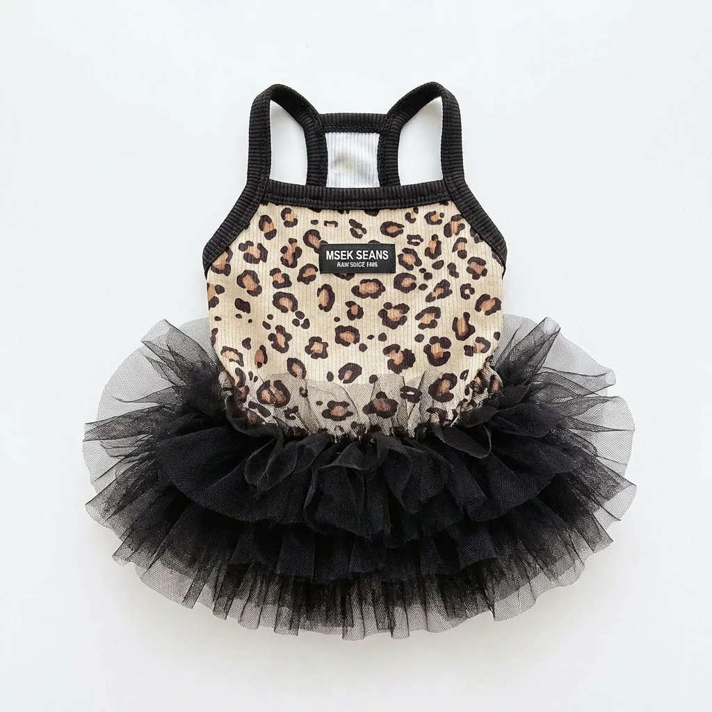 Vestido para Cães Estilo Princesa com Saia de Renda e Estampa de Leopardo - Imagem 4