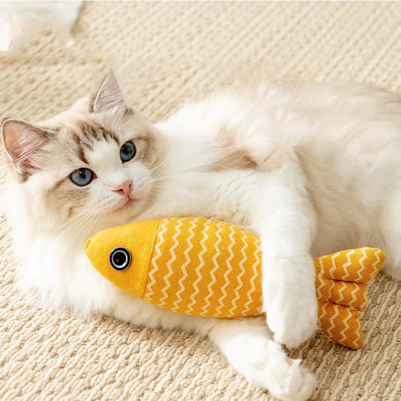 brinquedo de peixe para gato de linho