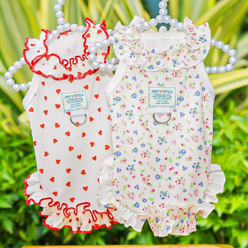 Vestido Floral para Cães e Gatos Pequenos de Verão com Renda - Image 3