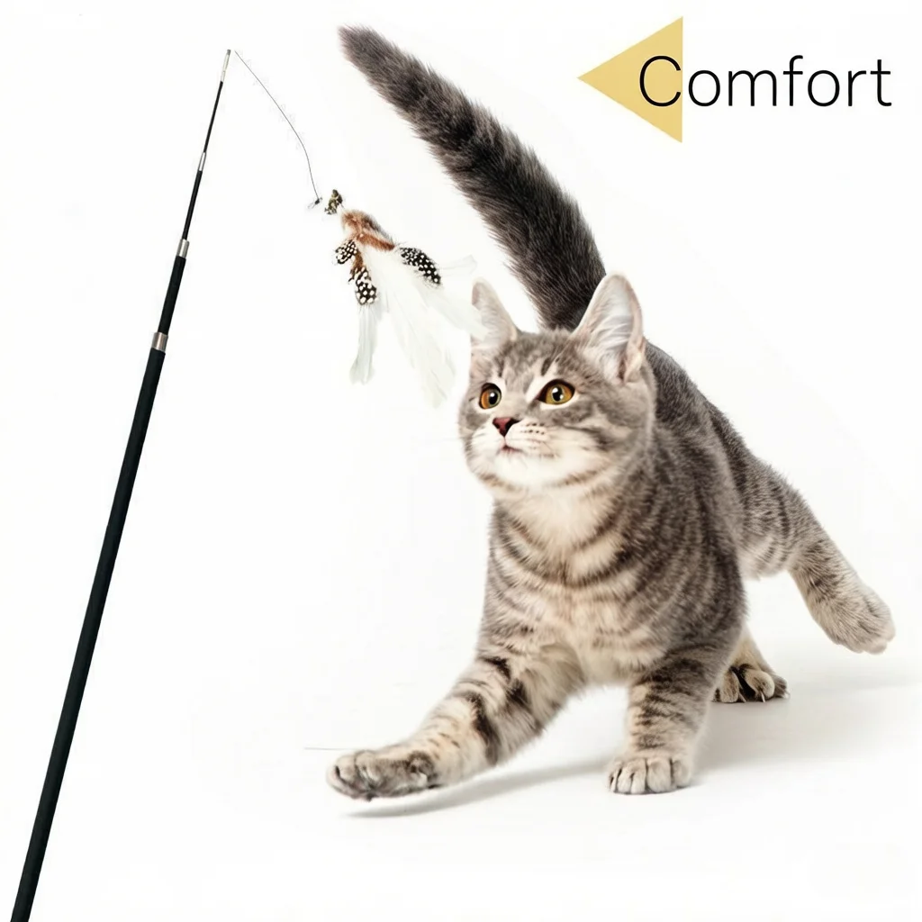 Varinha Telescópica para Gatos 1,8 m com Pena e Material Resistente - Imagem 2
