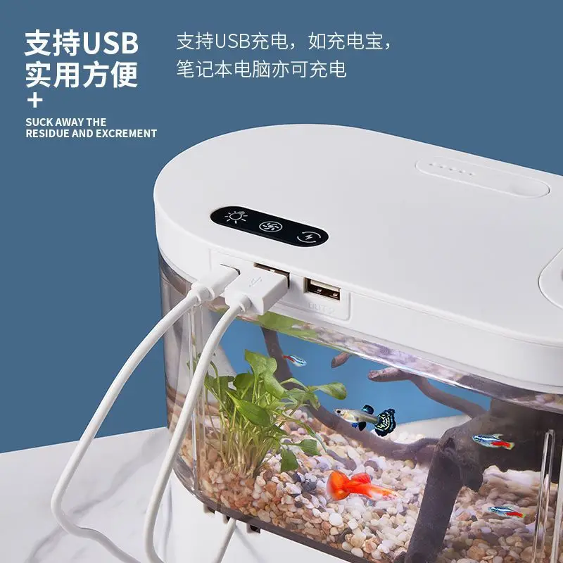 Aquário de Mesa USB para Peixes Dourados 1.8 L com Bomba e LED - Imagem 4