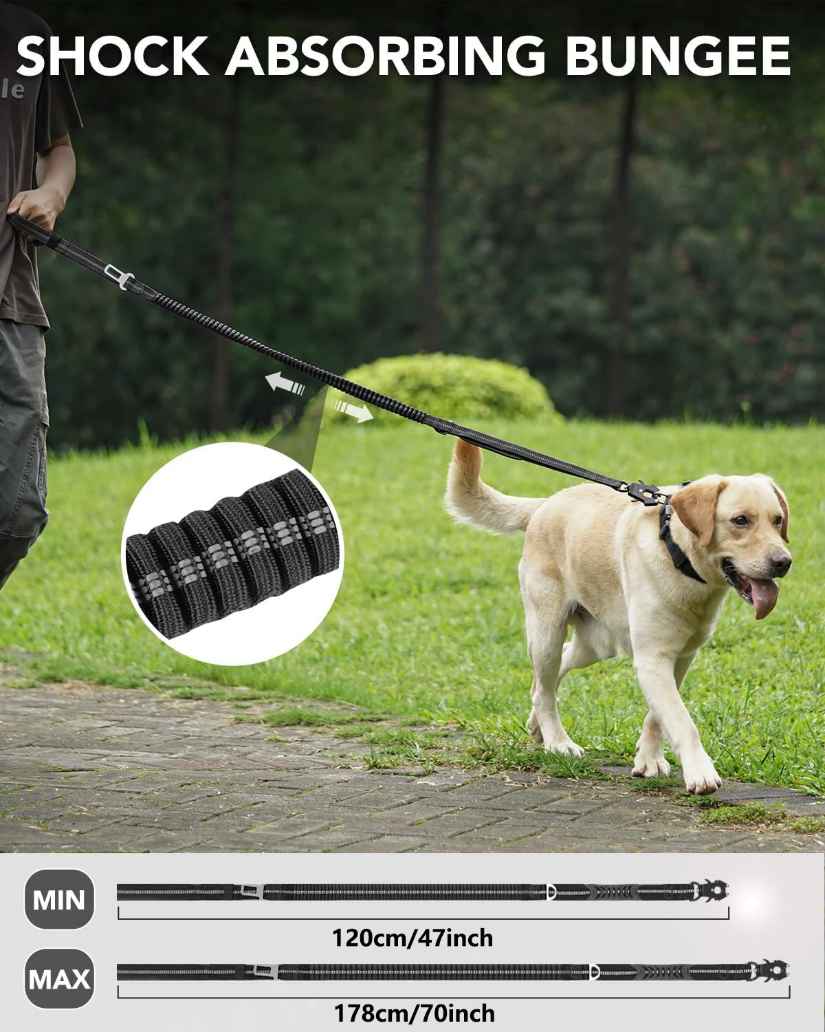 Trela Tática para Cães com Absorção de Choque e 2 Alças - Imagem 4