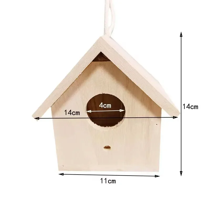 Casinha para Pássaros de Madeira Natural com Poste para Pendurar - Imagem 4