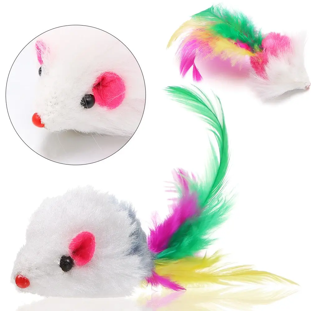 Kit 10 Ratos de Brinquedo para Gatos com Chocalho e Pena - Imagem 5