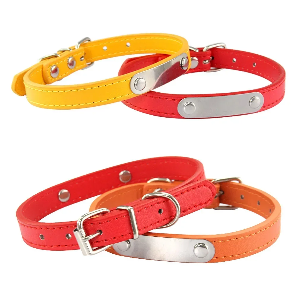 Coleira Personalizada para Cães e Gatos de Couro PU com Placa Gravada - Image 3