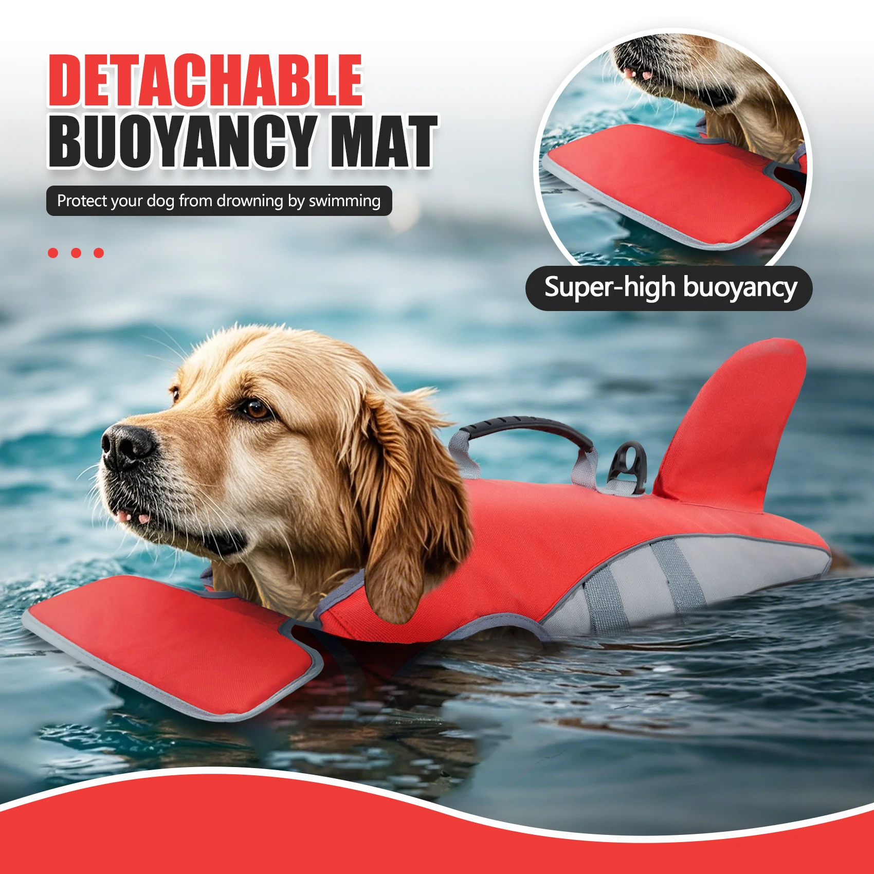 Colete Salva-Vidas para Cães com Listras Refletivas Ajustável - Imagem 6