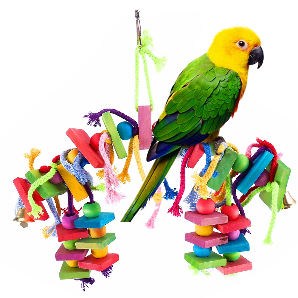 Brinquedo de Madeira para Pássaros e Papagaios com Blocos de Múltiplas Camadas - Imagem 2