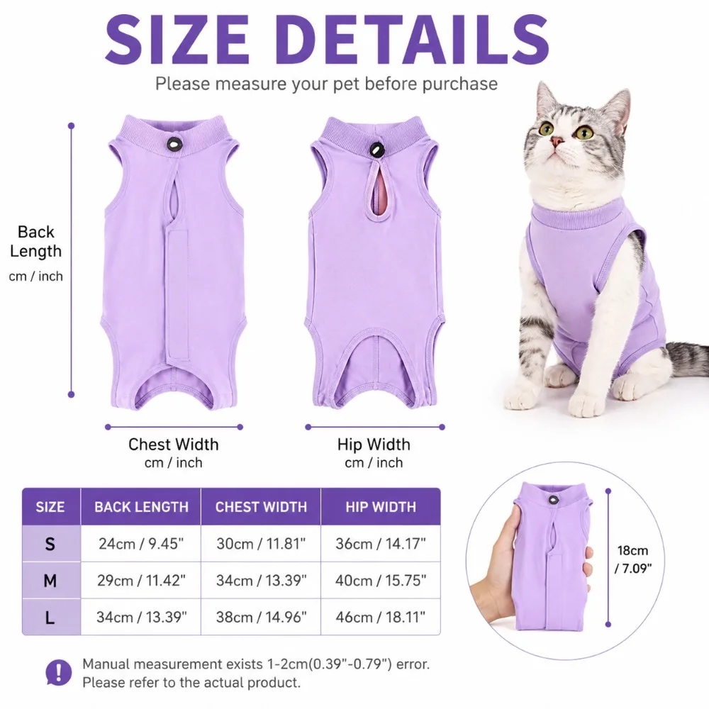 Roupa de Recuperação para Gatos Pós-Cirúrgica com Fecho Ajustável - Imagem 2