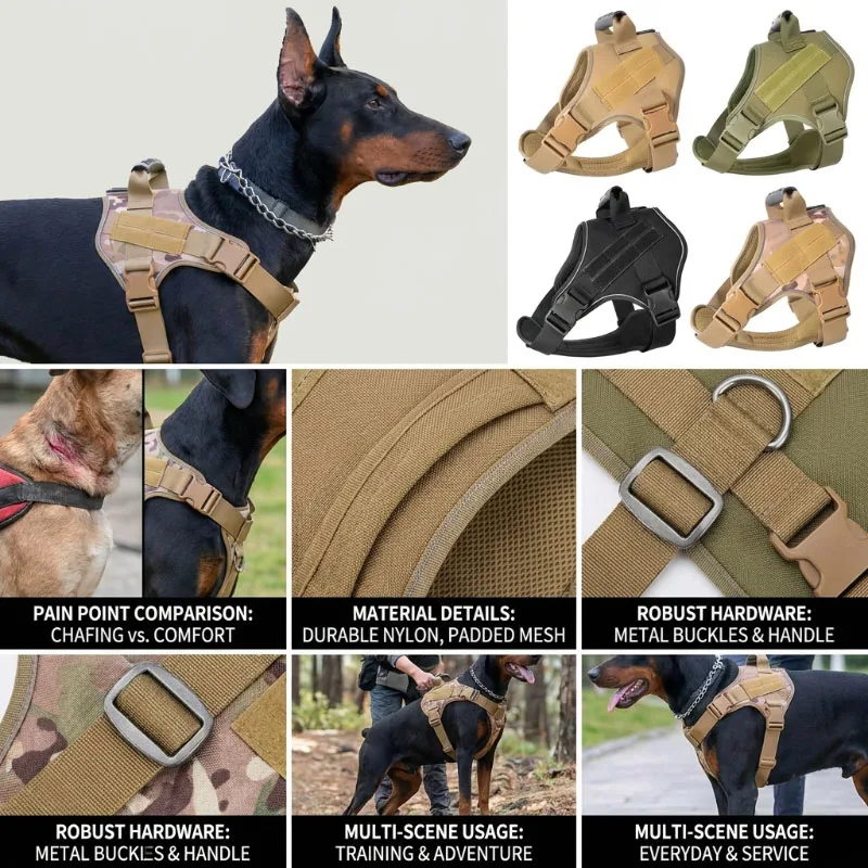Coleira Tática para Cães Grandes Ajustável e Refletiva - Imagem 2