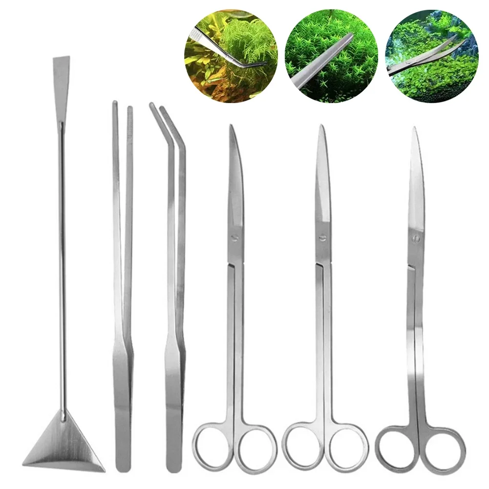 Kit Ferramentas para Aquário de Aço Inoxidável com Tesouras e Pinças - Imagem 2