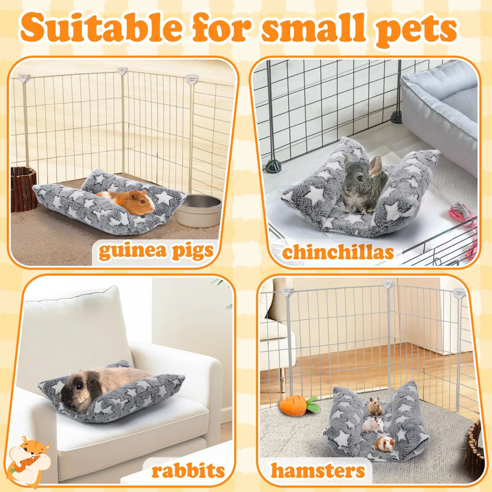 Cama para Coelhos de Pelúcia com Almofada Removível e Formato Côncavo - Imagem 5