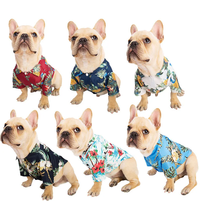 Camisa Havaiana para Cães de Chiffon com Estampa de Folhas - Image 2