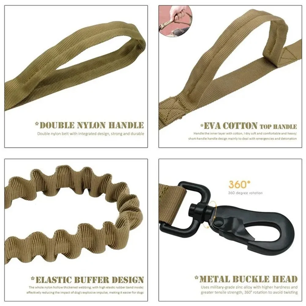 Trela Elástica Tática para Cães de Nylon com 2 Alças de Controle - Imagem 5