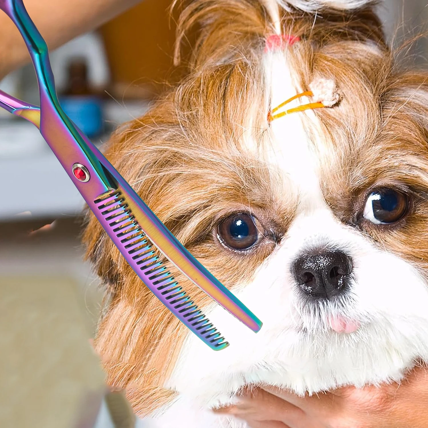 Tesoura Curvada para Tosa de Cães e Gatos Dupla Face - Imagem 3