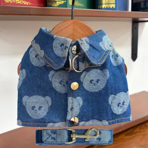 coleira peitoral jeans para cães e gatos