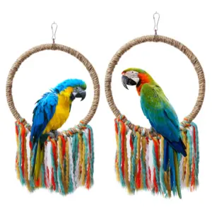 brinquedo argola de algodão para pássaros