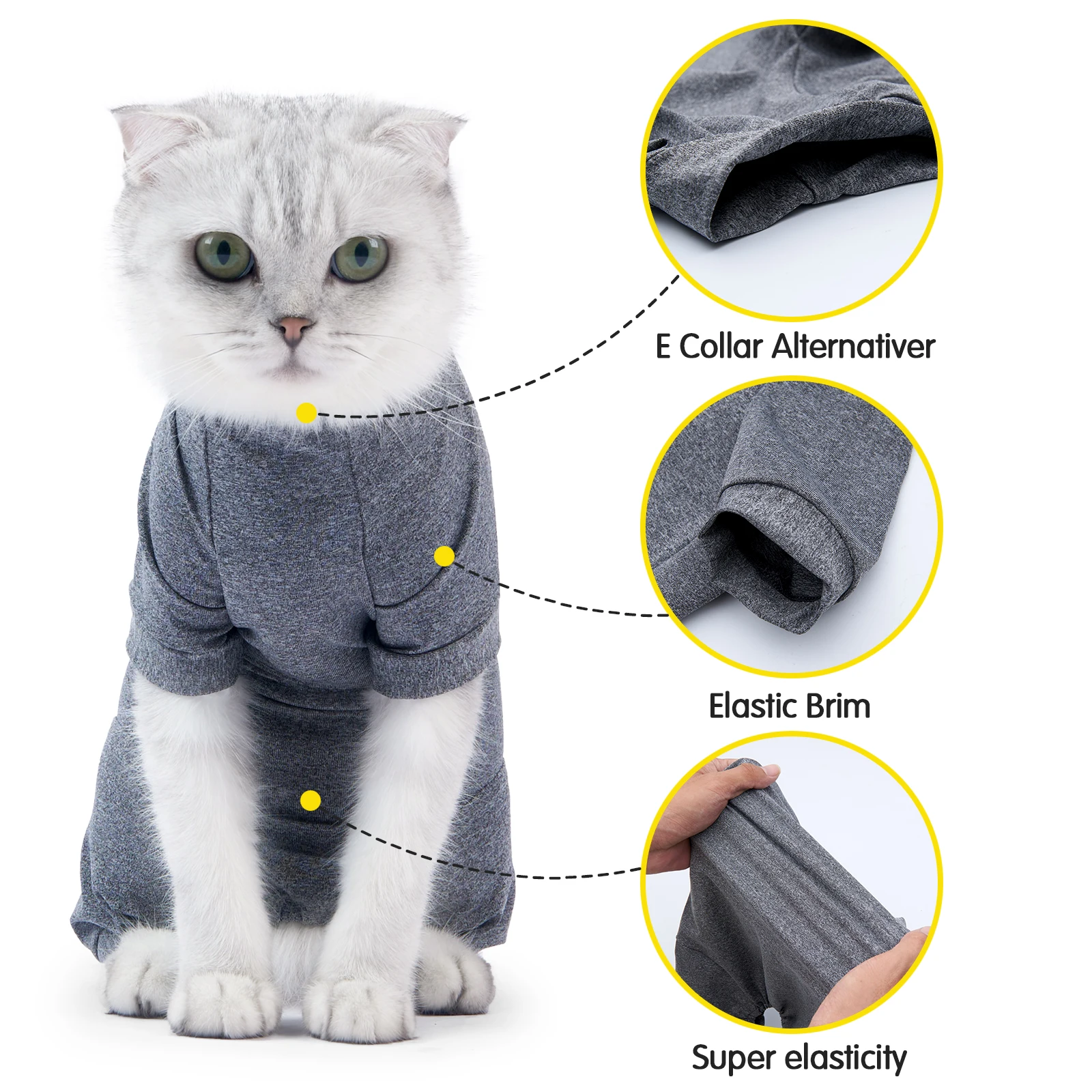 Roupa de Recuperação para Gatos de Algodão Pós-Cirúrgica Anti-Lambedura - Imagem 4
