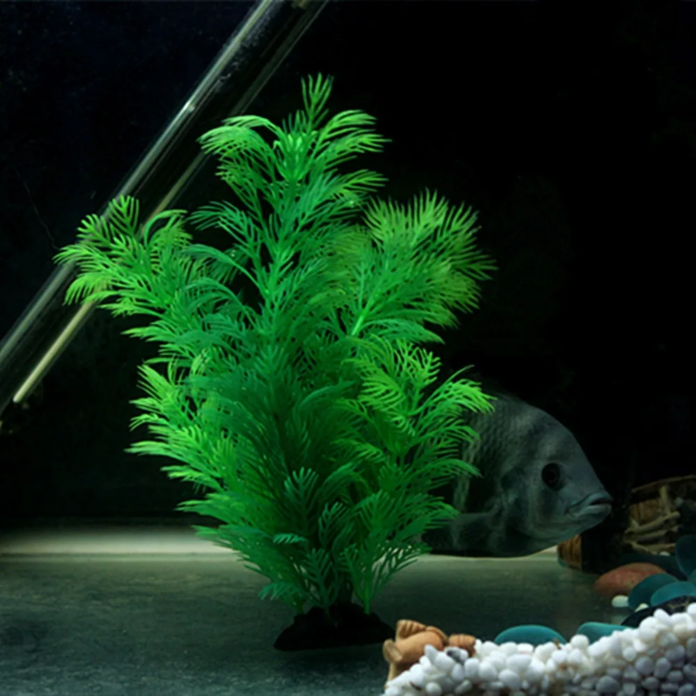 Planta Artificial para Aquário Verde de Plástico Textura Realista - Imagem 3
