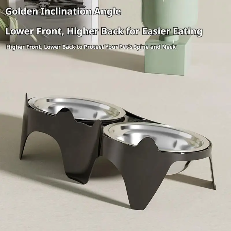 Tigela Dupla para Gatos Inox Elevada com Suporte de 8 cm - Imagem 4