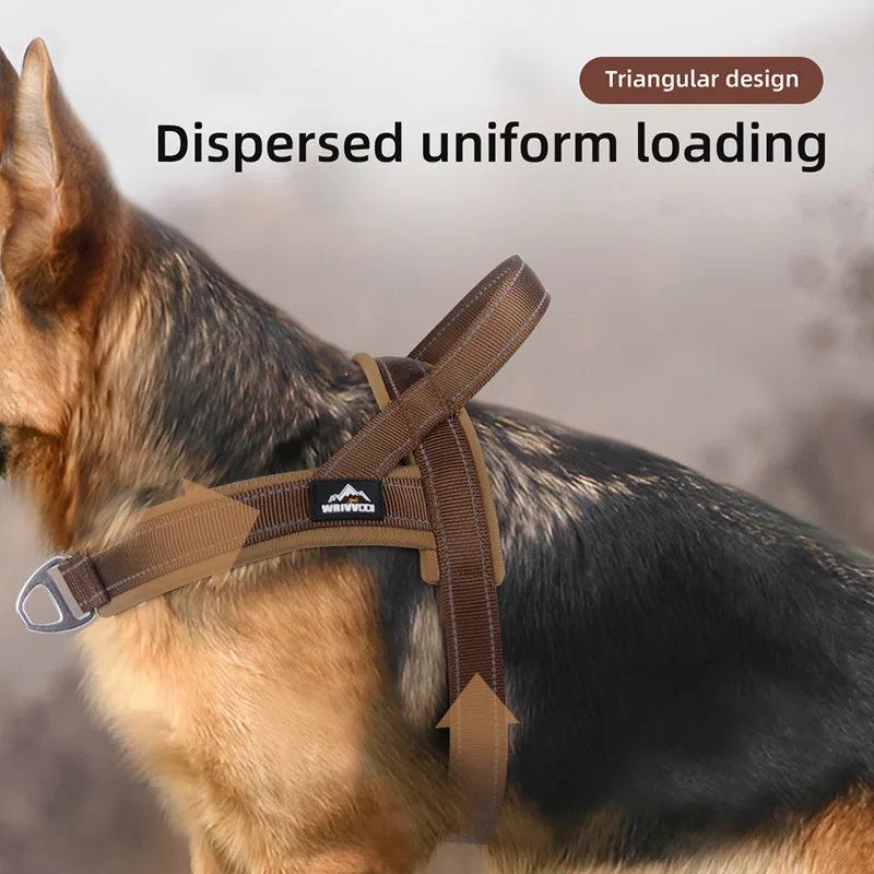 Arnês Tático para Cães Grandes Ajustável Anti-Fuga Café - Imagem 3