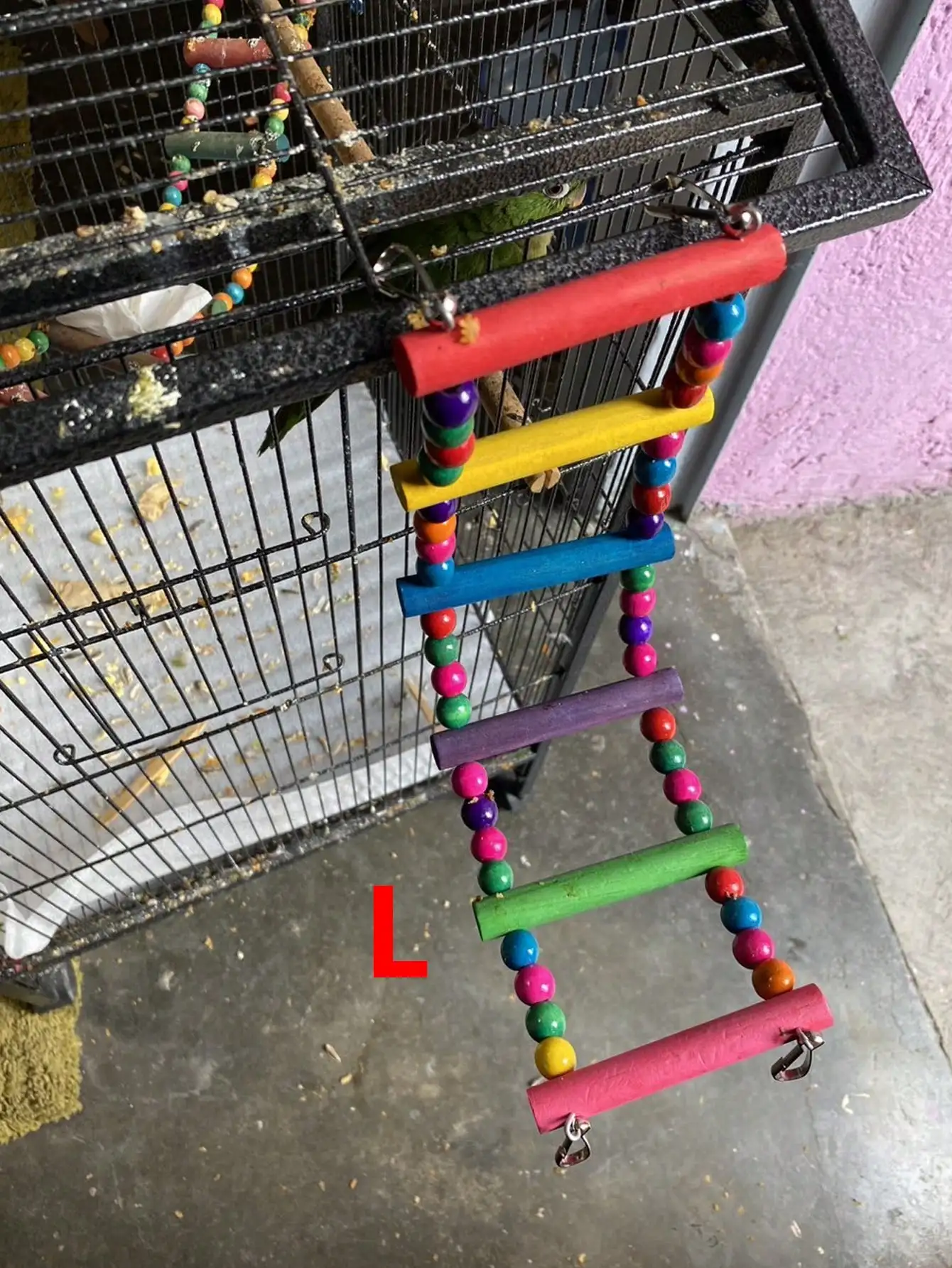 Balanço Escada para Pássaros de Madeira Multicor para Gaiola - Imagem 3