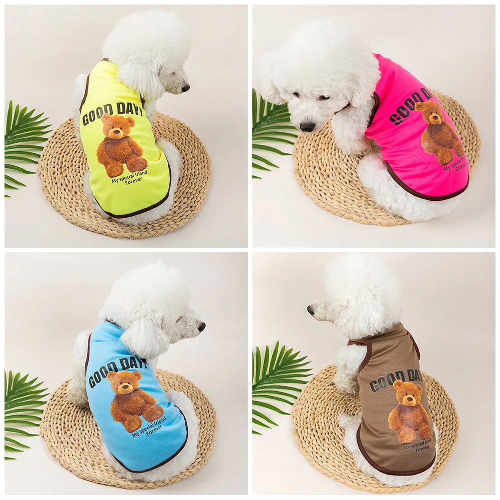 Camiseta para Cães e Gatos Estampa Urso de Poliéster Respirável - Imagem 5