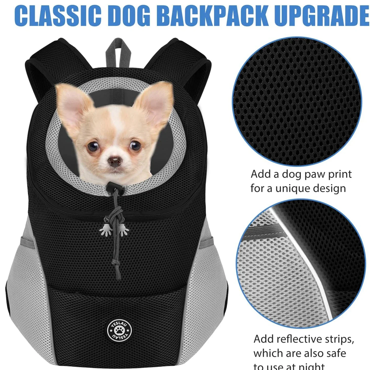 Mochila Canguru para Cães Pequenos e Gatos com Bolsos Frontais - Imagem 4