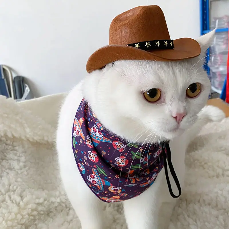 Chapéu de Cowboy para Cães e Gatos Ajustável para Passeio - Imagem 2