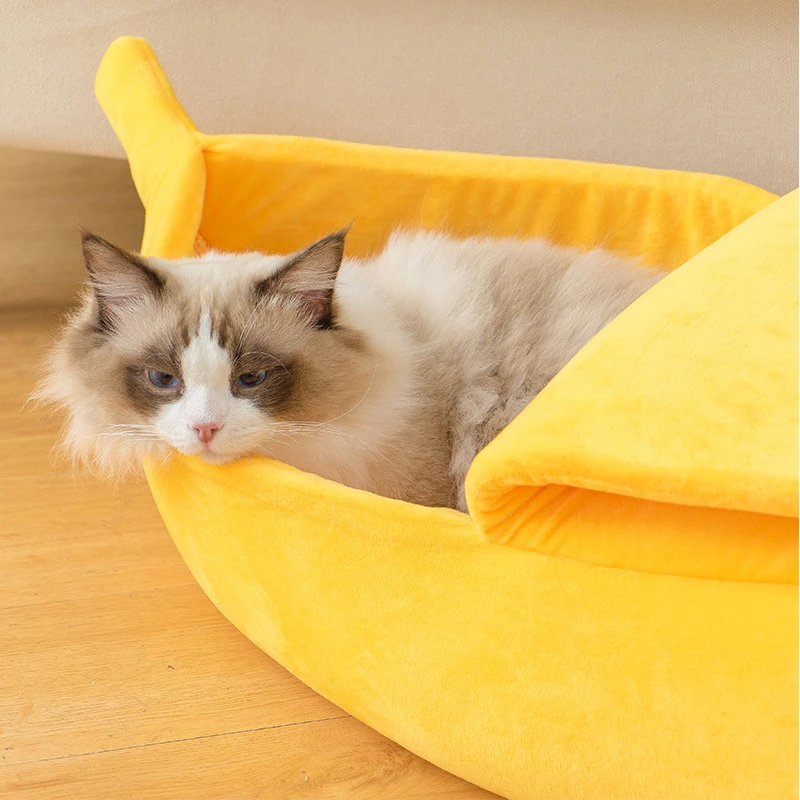 Cama Toca Banana para Gatos e Cães Pequenos de Pelúcia com Esponja 2 cm - Image 5