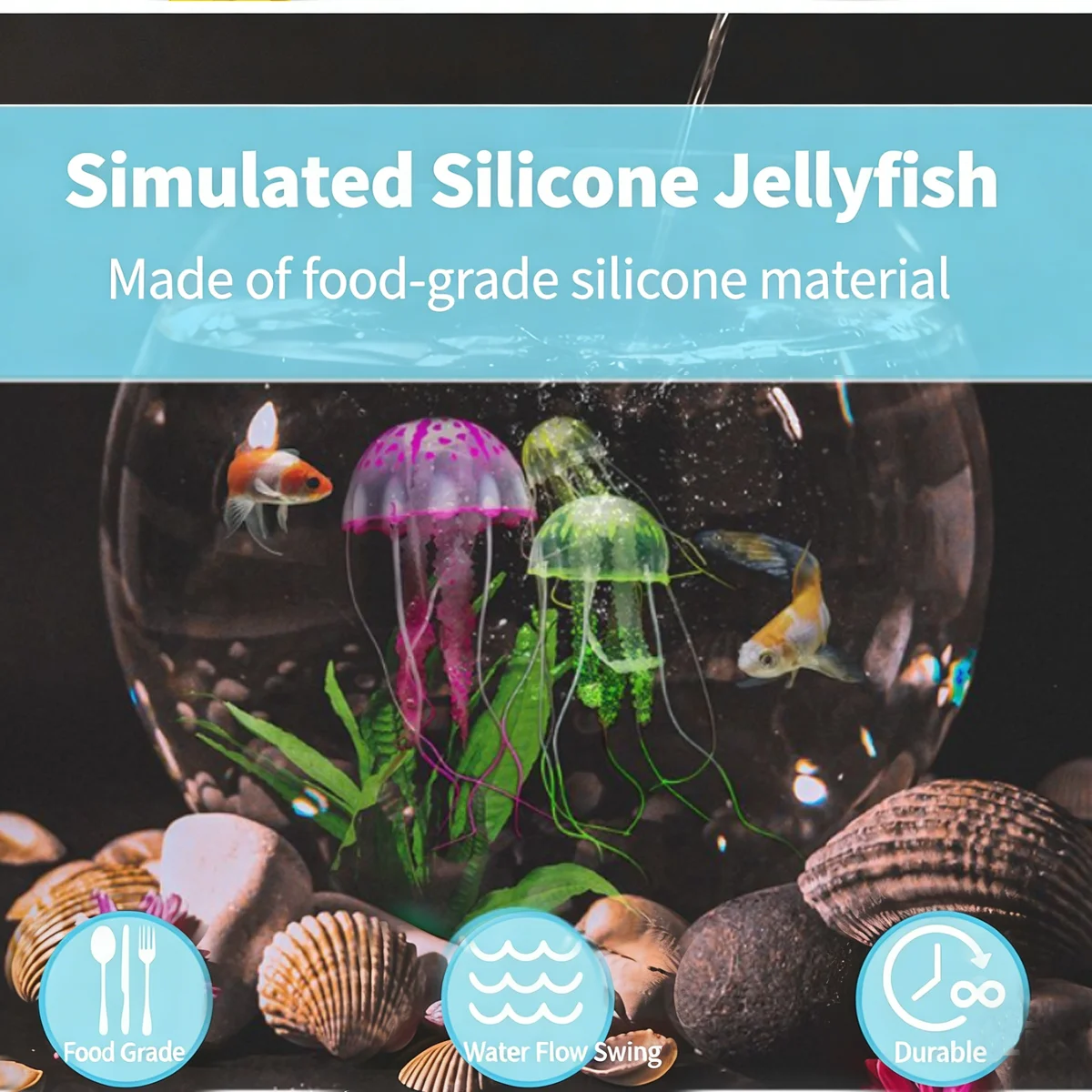 Decoração de Aquário com Água-Viva de Silicone que Brilha, 3 Peças - Image 5