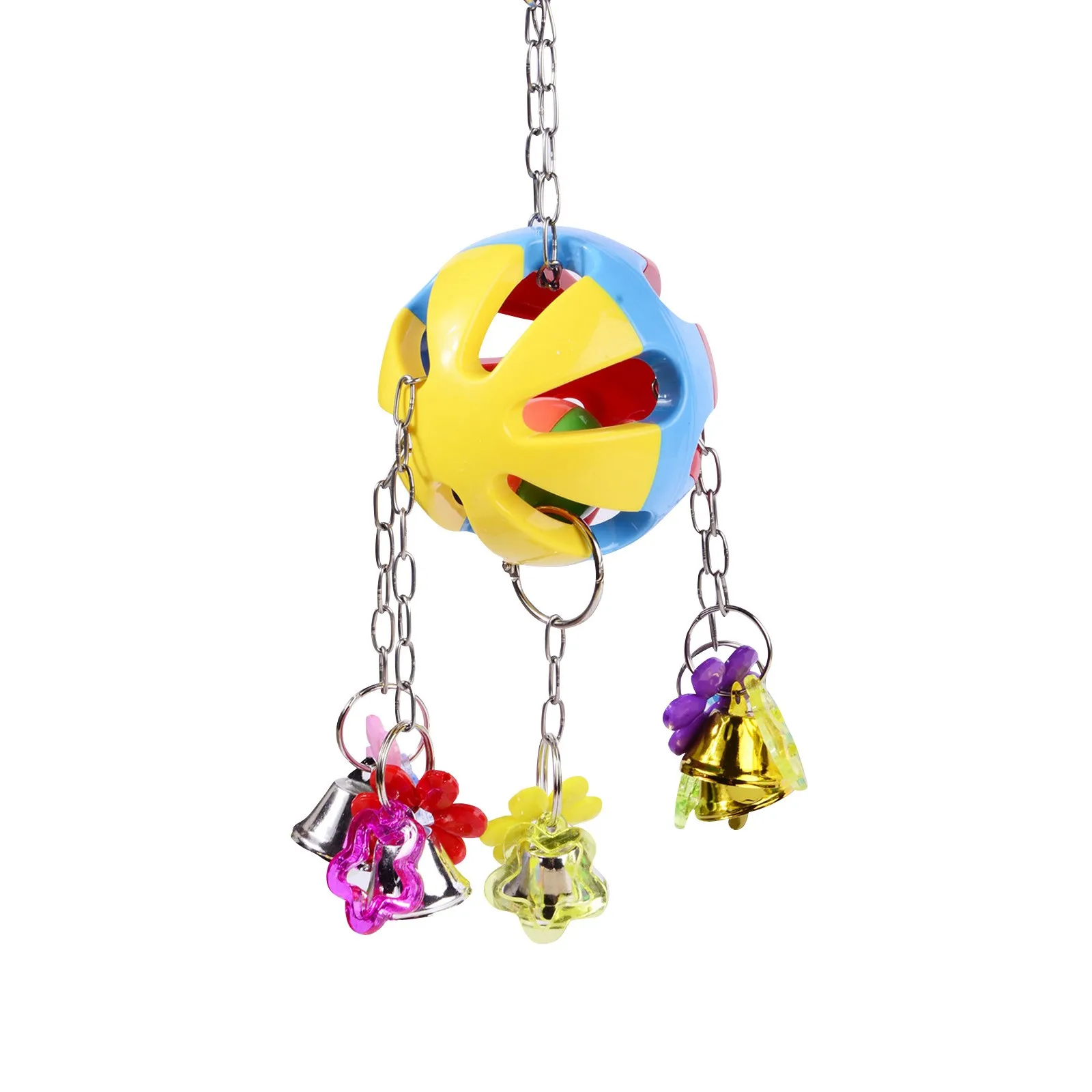 Brinquedo de Bola Colorida para Pássaros com Sino e Clipe - Imagem 2