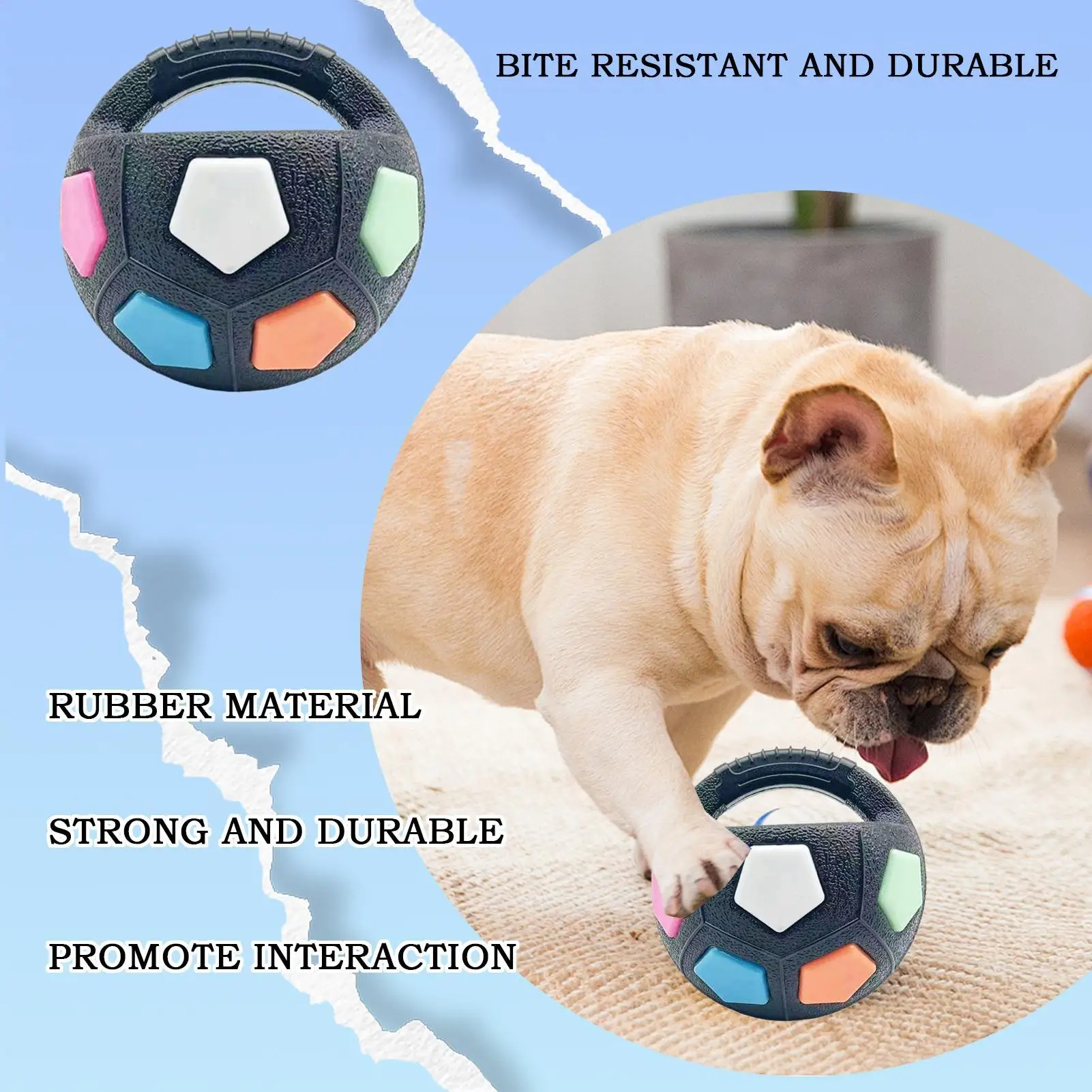 Brinquedo Bola de Futebol para Cães com Alça e Som, Flutuante - Imagem 4